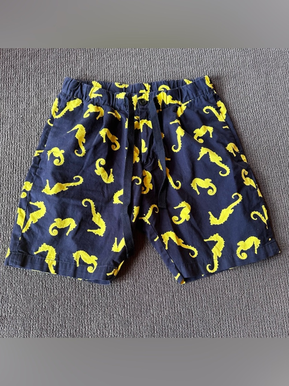 JW ANDERSON Black and Yellow Printed Seahorse Shorts Size Medium